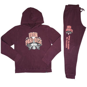Under Armour The Rock Iron Paradise Hoodie & Joggers Set Youth XL Burgundy Gym